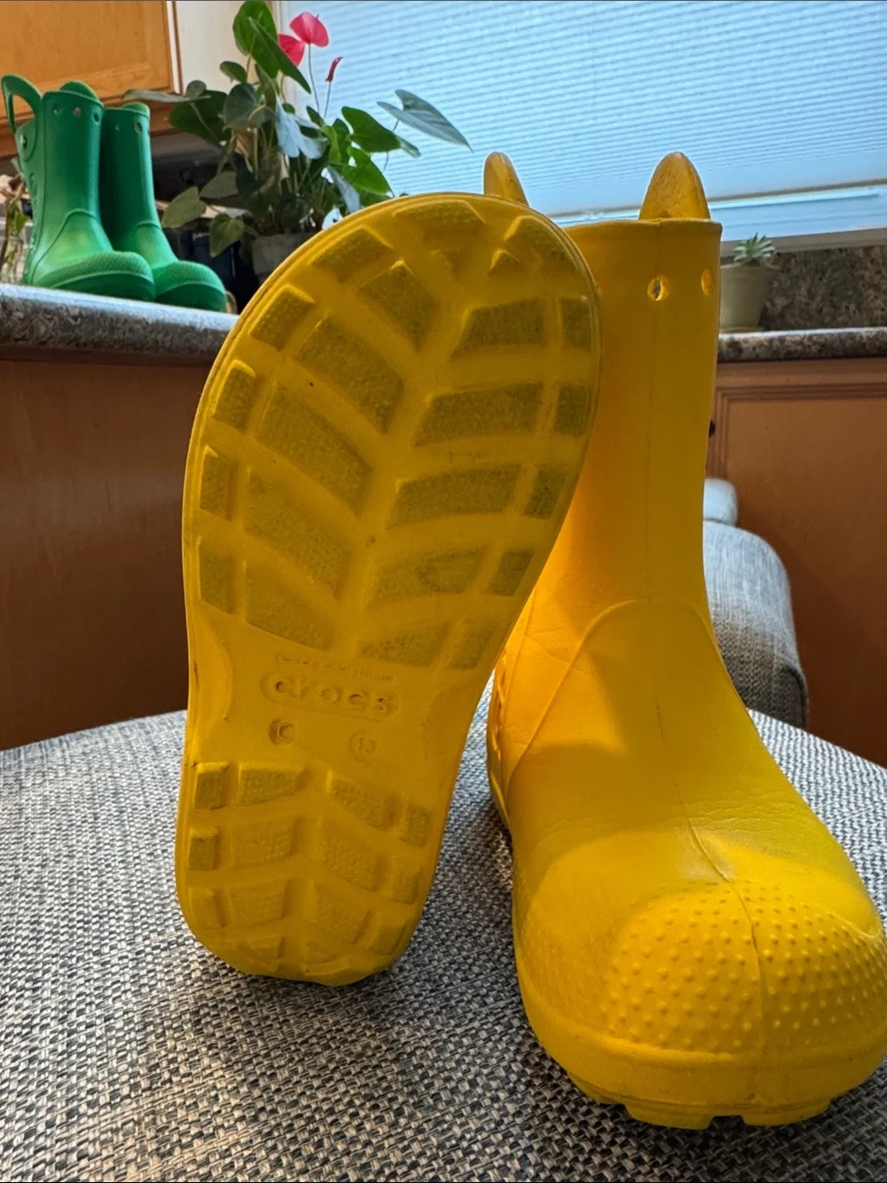 CROCS Kids' Bright Yellow Waterproof Handle Rain Boots